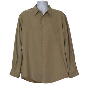 Alfani Shirt Mens Large Tan Suede Long Sleeve Button Up Satin Lining Soft